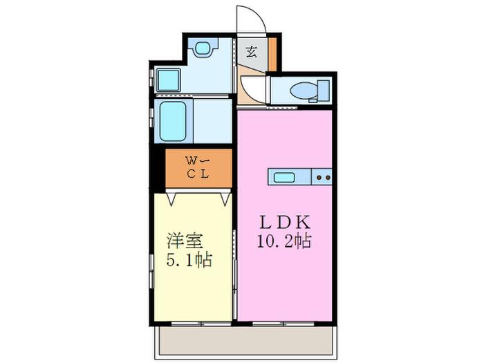 ルミエドール戸畑(1LDK/2階)の間取り写真