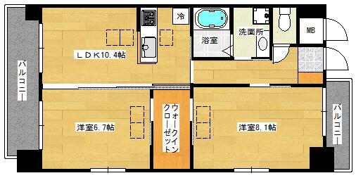 ルネス舟入町(2LDK/3階)の間取り写真
