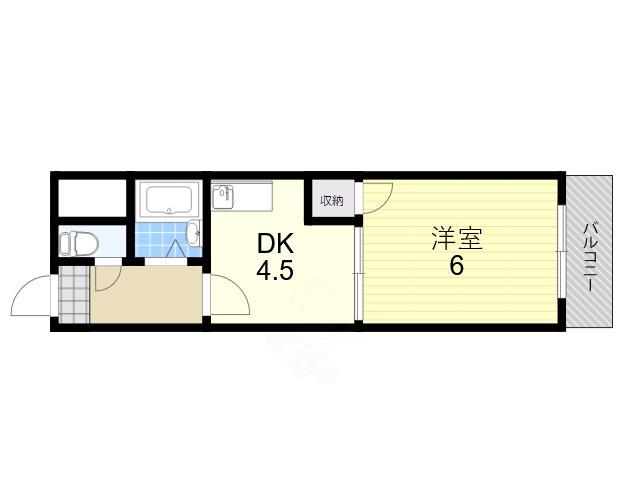 エフアール丸山通(1DK/2階)の間取り写真