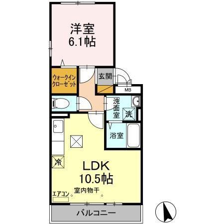 LACASAI(1LDK/1階)の間取り写真