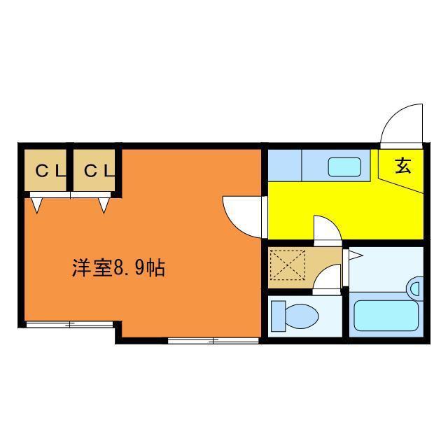 クレセントシエル(1K/1階)の間取り写真