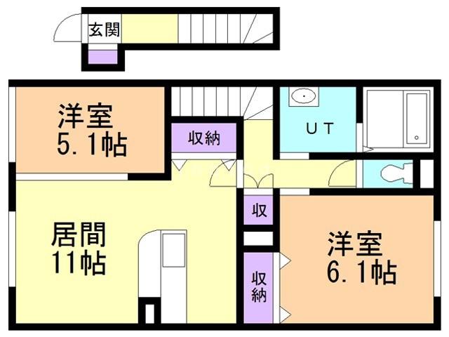 オレンジガーデンI(2LDK/2階)の間取り写真