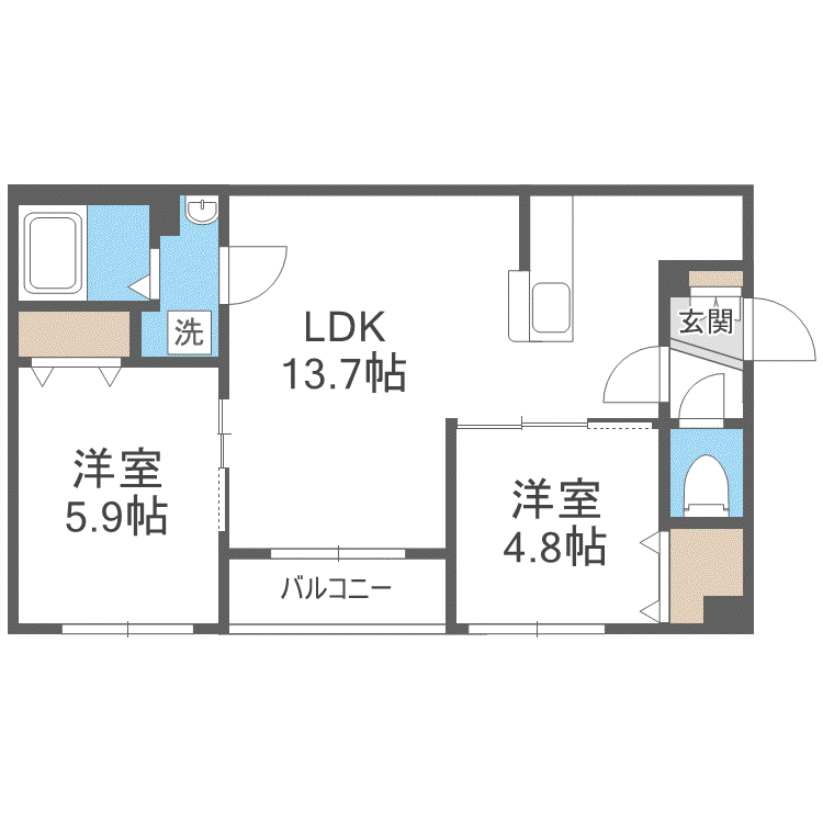 IL LEONE(2LDK/4階)の間取り写真
