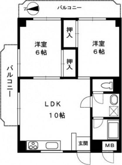 第5松本ビル(2LDK/3階)の間取り写真