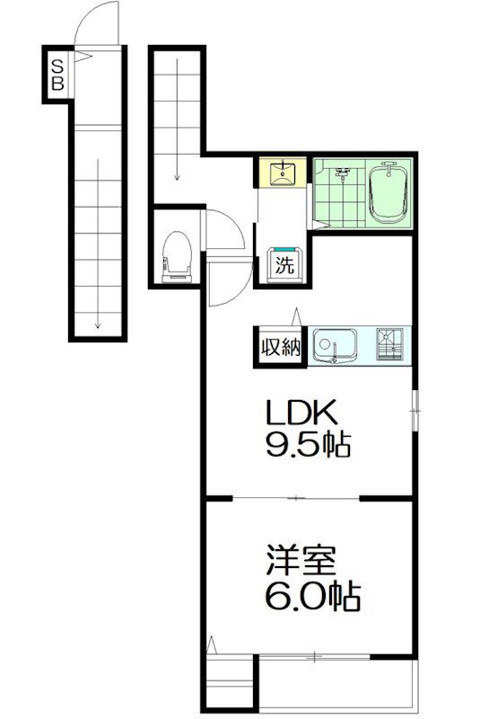 GARTEN HAUS(1LDK/2階)の間取り写真