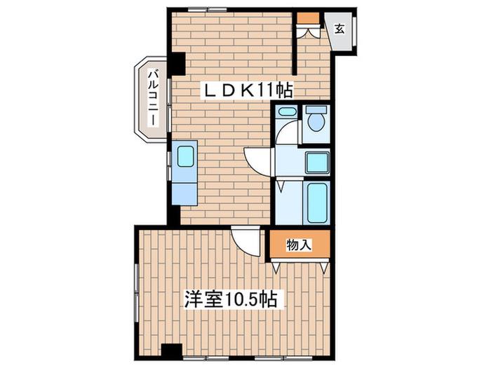 ビューラー433(1LDK/1階)の間取り写真