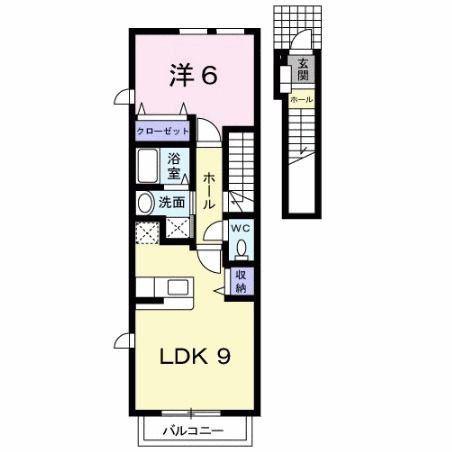 カレントハウス(1LDK/2階)の間取り写真