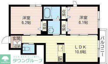シャルマンD(2LDK/1階)の間取り写真