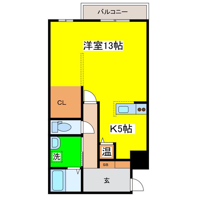 アビタパークサイド昭和中央(1K/1階)の間取り写真