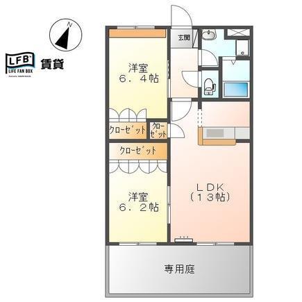 ハミング(2LDK/1階)の間取り写真