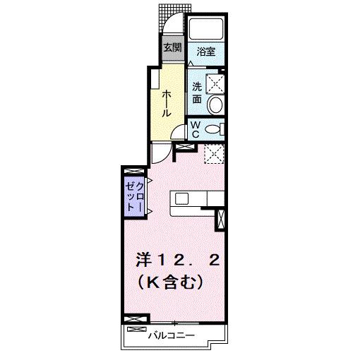 アクティフ神辺A(ワンルーム/1階)の間取り写真