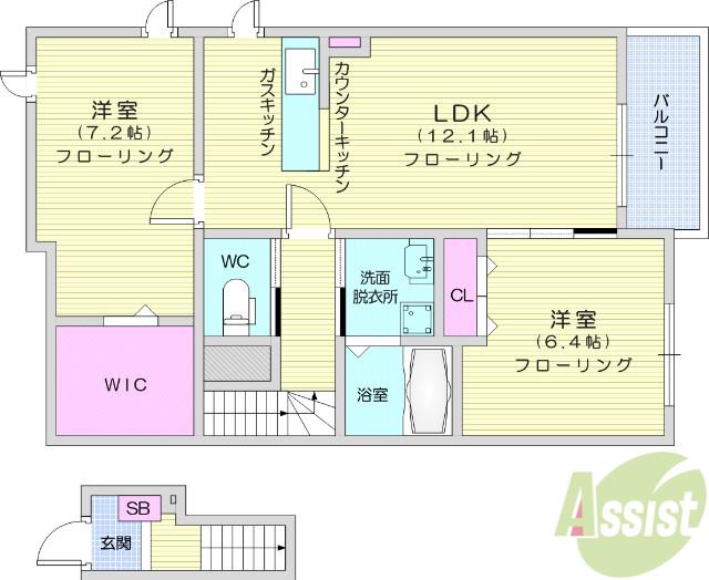 プレッソすみれ(2LDK/2階)の間取り写真