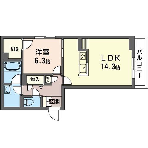 プラシード・桜(1LDK/2階)の間取り写真
