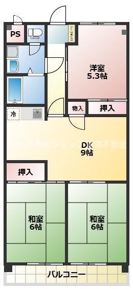 サンライズマンションB棟(3DK/1階)の間取り写真