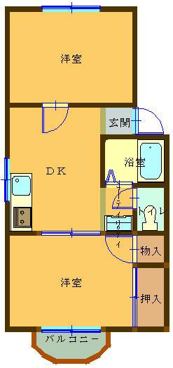 筑波トーヨーハイツ(2SDK/2階)の間取り写真