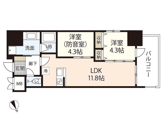 MERRY GATE東白島(1SLDK/6階)の間取り写真