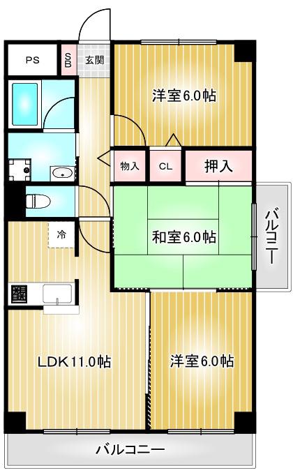 エトワール千代田(3LDK/8階)の間取り写真