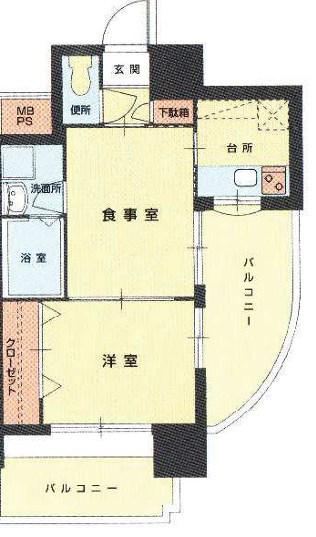エステートモア警固本通(2K/8階)の間取り写真