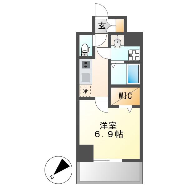 CREST TAPP黒川(1K/8階)の間取り写真