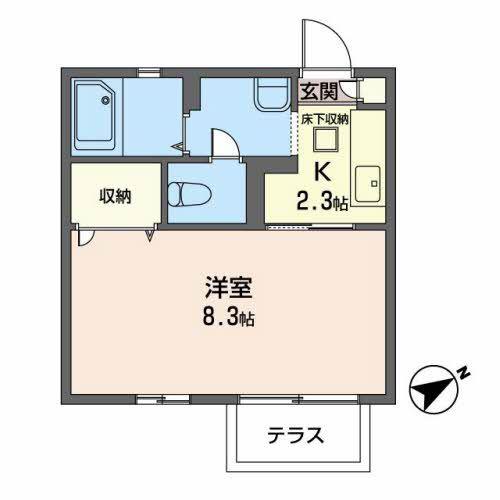 カーサ青葉(1K/1階)の間取り写真