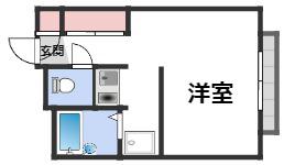 ＪＲ大阪環状線 桃谷駅 徒歩5分 2階建 築28年(ワンルーム/1階)の間取り写真