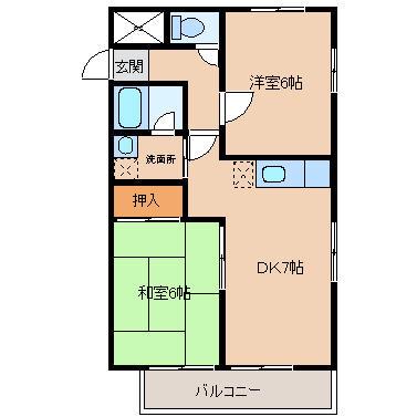 グリーム浅野(2DK/3階)の間取り写真