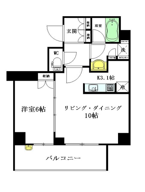 アトラス中野中央(1LDK/1階)の間取り写真