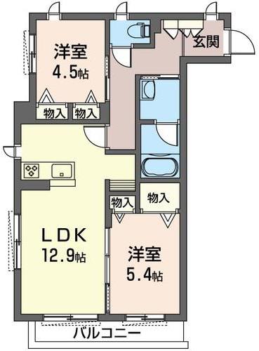CASA REGIO 壱番館(2LDK/1階)の間取り写真
