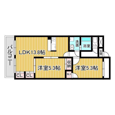 アムール正保(2LDK/4階)の間取り写真