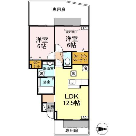 カサフェリス(2LDK/1階)の間取り写真