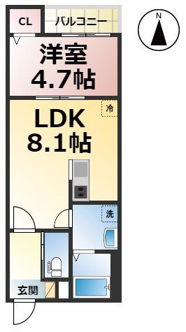 アエスタース(1LDK/3階)の間取り写真