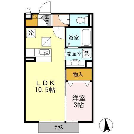 セジュールプルミエ B棟(1LDK/1階)の間取り写真
