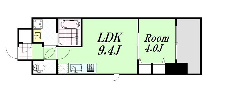 セイル淀屋橋(1LDK/4階)の間取り写真