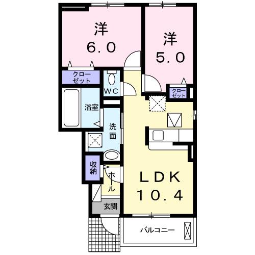 CUORE(2LDK/1階)の間取り写真