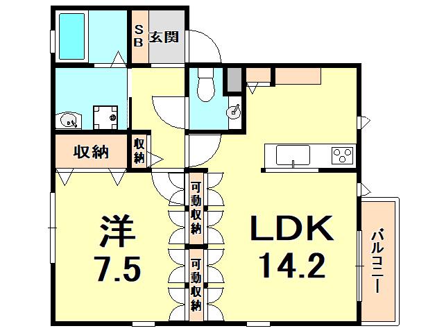 フラッツ夙川(1LDK/2階)の間取り写真