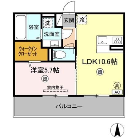 ソレイユハイム(1LDK/2階)の間取り写真