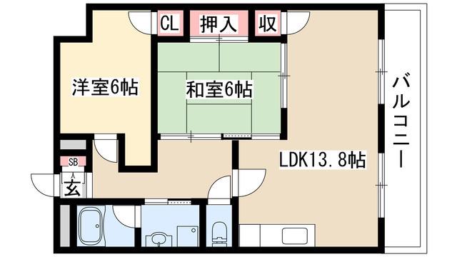 メゾンみやび(2LDK/4階)の間取り写真