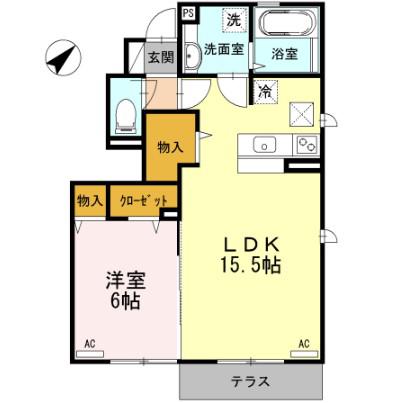 カーサデコウ(1LDK/1階)の間取り写真