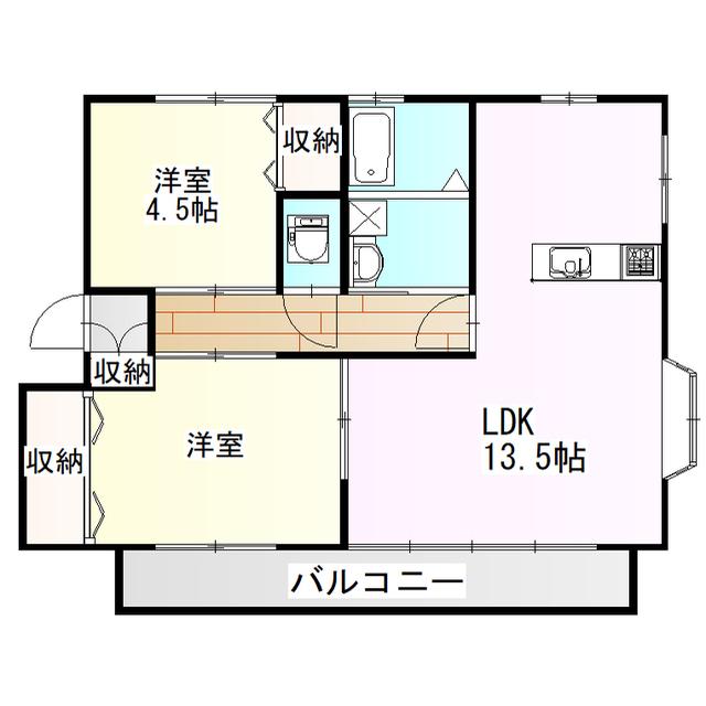 コンチネンタル(2LDK/2階)の間取り写真