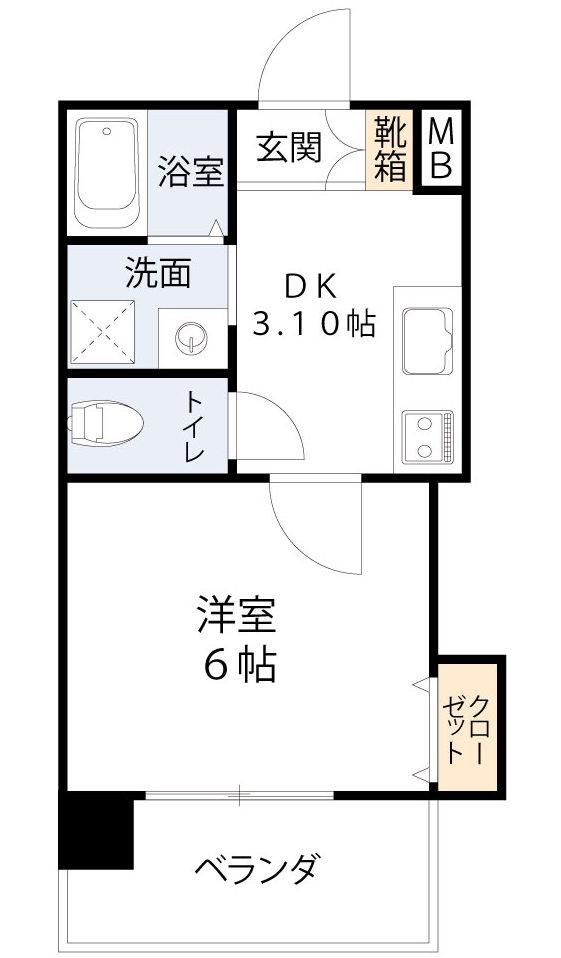 グレース黒崎(1K/8階)の間取り写真