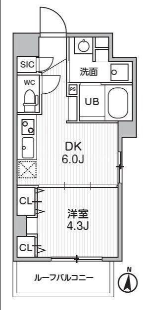 S-RESIDENCE亀戸BALM(1DK/6階)の間取り写真