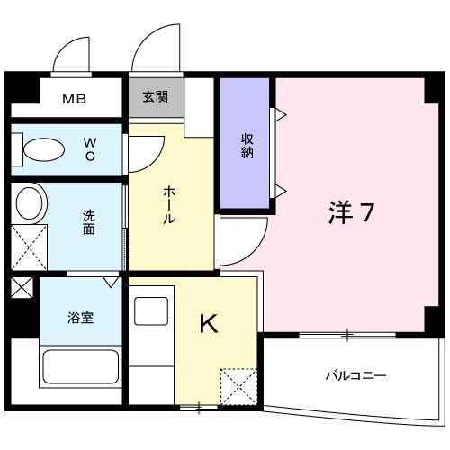 サン・グローリー志木(1K/3階)の間取り写真