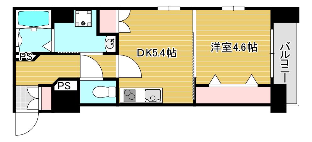 レオンコンフォート難波西(1DK/11階)の間取り写真
