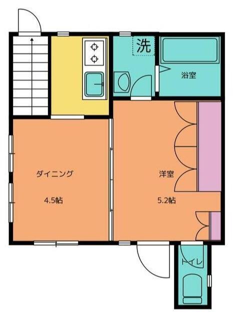 Mハウス(1DK/2階)の間取り写真