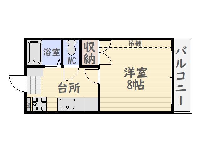 サウスウィンドM&M(1K/4階)の間取り写真