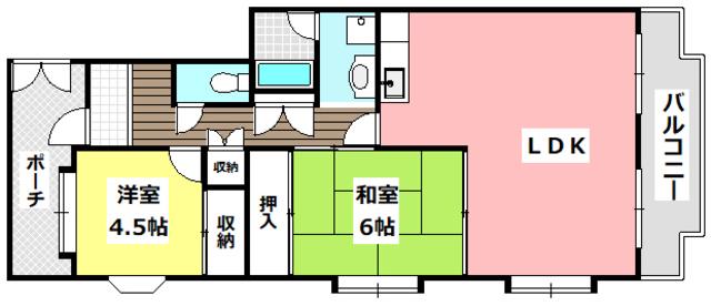 TメゾンシャルマントI(2LDK/4階)の間取り写真