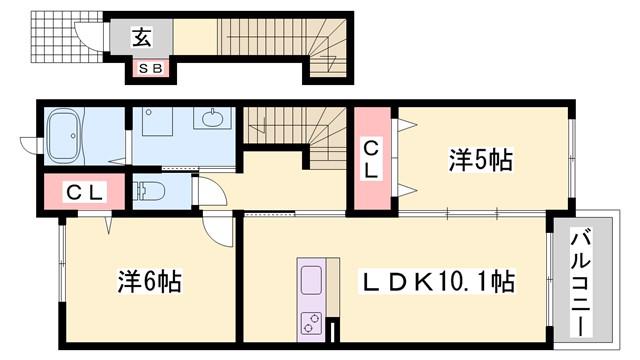 ジェネロシティーΑ(2LDK/2階)の間取り写真