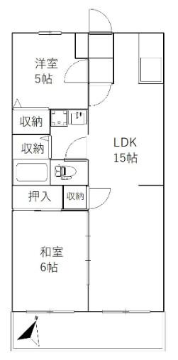 アルシュM(2LDK/3階)の間取り写真