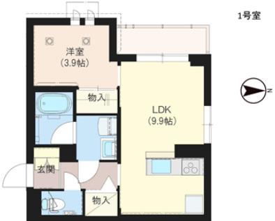 レフィシア ひばり(1LDK/3階)の間取り写真