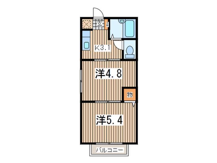 ヒルズ稲村ガ崎(2K/2階)の間取り写真